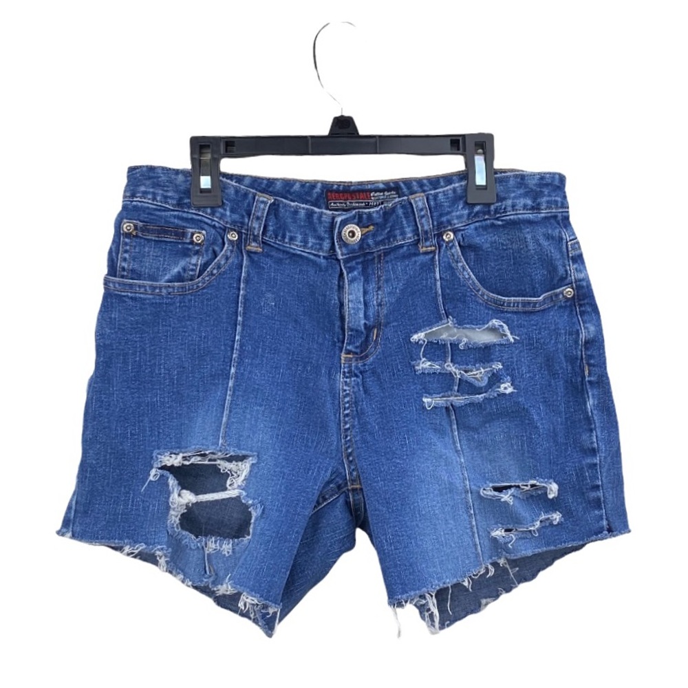 Vintage Aero High Waisted Ripped Cutoff Denim Shorts High Rise Blue Jeans 9/10